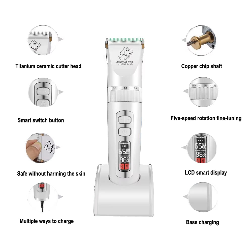 Baorun P9 P3 Clipper Dogs Professional LCD Pet Cat Clippers Electrical Grooming Trimmer Rechargeable Haircut Machine Animal